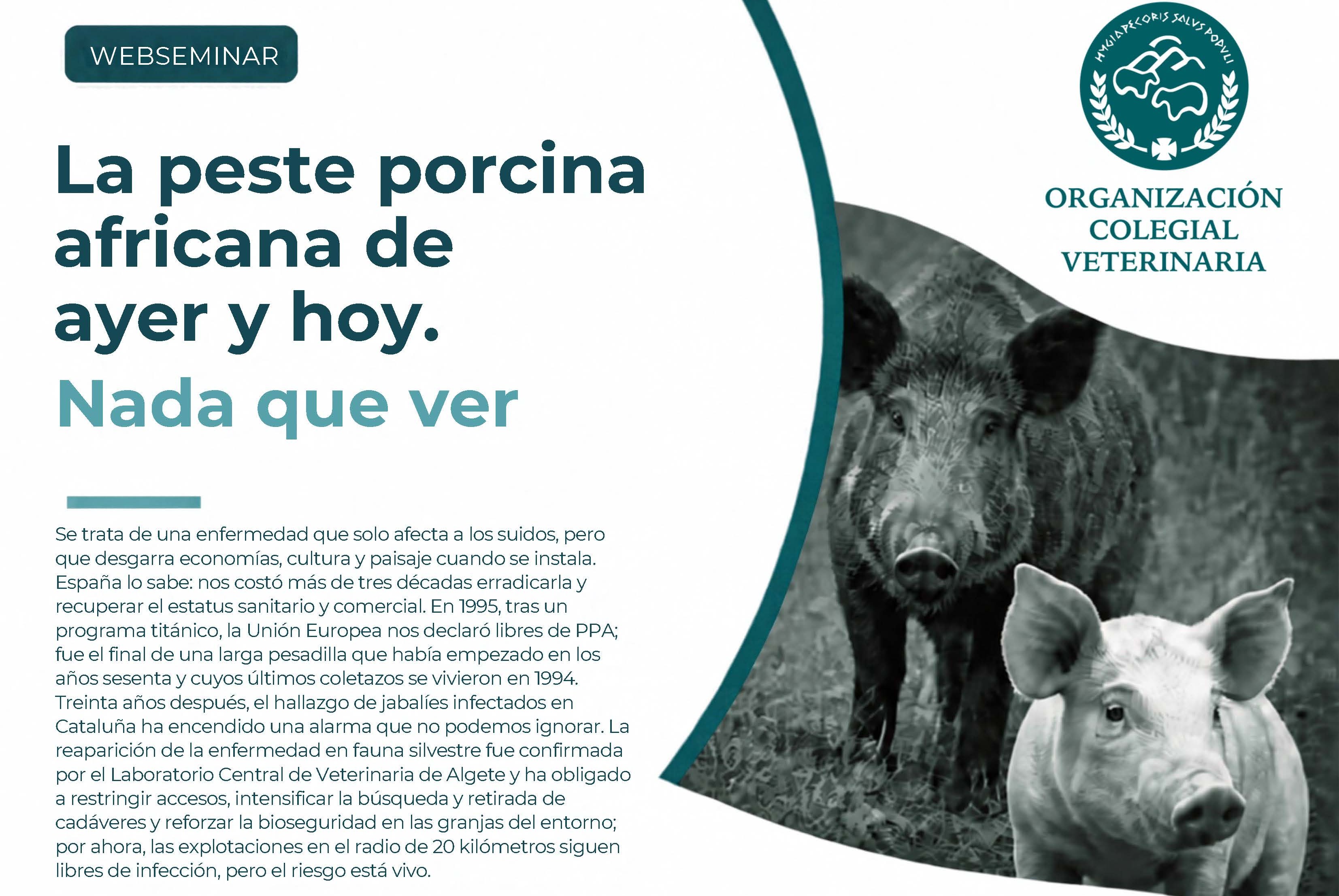 Webseminar: "La peste porcina africana de ayer y hoy. Nada que ver" 
